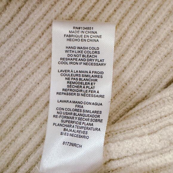 WAYF Ribbed Knit Long Sleeve Tie Wrap Sweater Dress Cream Fall Cozy Size L NWT - Picture 9 of 12